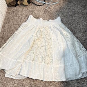 Joe Benbasset Cream A-Line Smocked Skirt